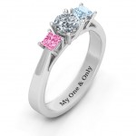 Personalised Three Stone Eternity with Princess Accents Ring - Handcrafted By Name My Rings™
