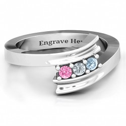 Personalised Three Stone Ridged Bypass Ring - Handcrafted By Name My Rings™