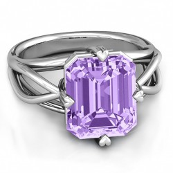 Personalised Twisted Shank Emerald Cut Stone with Filigree Ring - Handcrafted By Name My Rings™