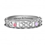 Personalised TwoStone Interwoven Infinity Ring - Handcrafted By Name My Rings™