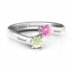 Personalised Two Stone Ring With Filigree Settings - Handcrafted By Name My Rings™