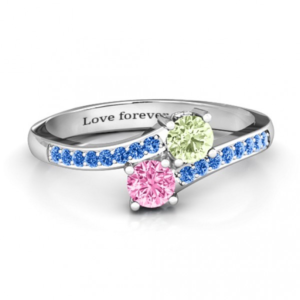 Two Stone Ring With Sparkling Accents And Filigree Settings 1