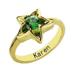 Personalised Star Ring with Birthstone - Handcrafted By Name My Rings™
