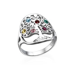 Personalised Family Tree Jewellery Birthstone Ring - Handcrafted By Name My Rings™