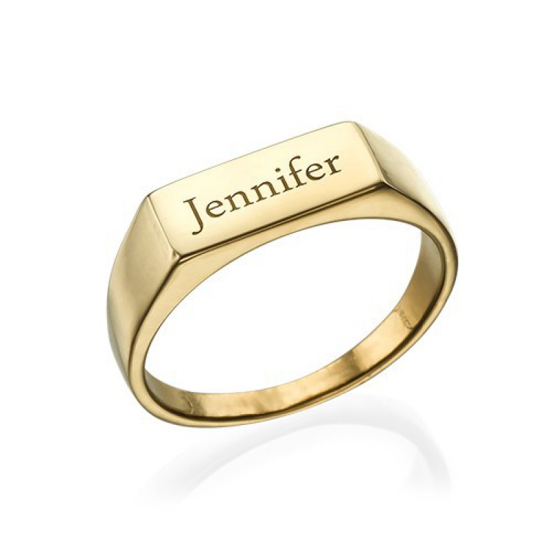 Gold Plated Engraved Signet Ring jumbo