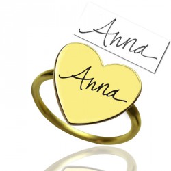 Personalised Heart Signet Ring With Your Signature - Handcrafted By Name My Rings™