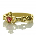 Personalised Ladies Modern Claddagh Rings With Birthstone Name - Handcrafted By Name My Rings™