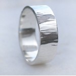 Personalised Hammered Ring With Tree Bark Finish - Handcrafted By Name My Rings™