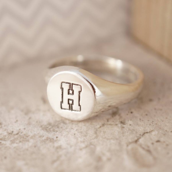 Personalised Round Initial Signet Ring - Handcrafted By Name My Rings™